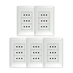 Genérico - Pack 5 Tomacorriente Triple 10A 250V Blanco