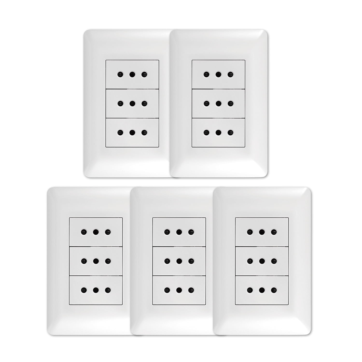 Genérico - Pack 5 Tomacorriente Triple 10a 250v Blanco