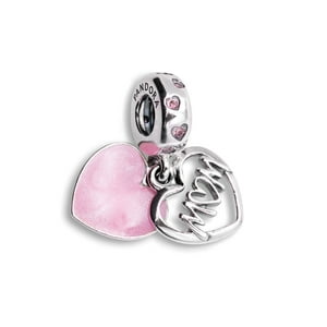 Dije Colgante Pandora Corazón Mom Script Rosa