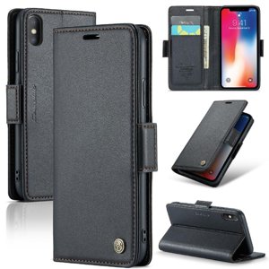 Caseme Tipo Cartera Iphone X/Xs Con Cierre Magnético, Rfid, Tarjetero, Soporte, Carga Inalámbrica