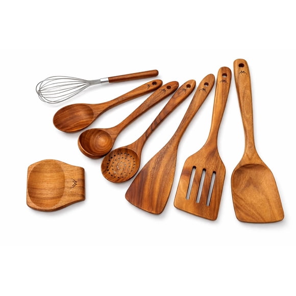 Set de Utensilios de Madera Woodlands USA de Teca 8 Piezas para Cocinar