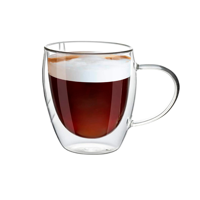 Wakeshome - Mug Taza De Café Oz Doble Pared Vidrio Vaso Termico 80Ml