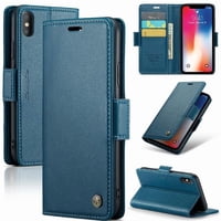 Caseme Tipo Cartera Iphone Xs Max Con Cierre Magnético, Rfid, Tarjetero, Soporte, Carga Inalámbrica