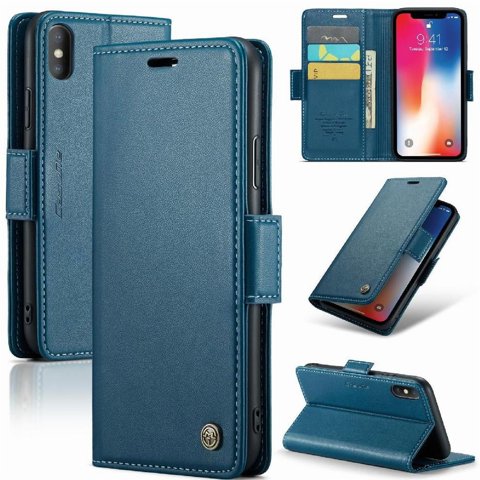 Caseme Tipo Cartera Iphone Xs Max Con Cierre Magnético, Rfid, Tarjetero, Soporte, Carga Inalámbrica
