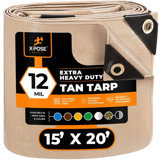 Lona de polietileno Xpose Safety, resistente, color canela, 4,6 x 6 m, impermeable