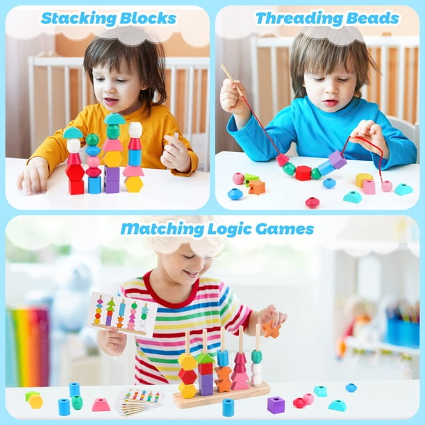 Juguete Apilable Montessori 5 en 1 de Madera para Bebés y Niños de 1 a 3 Años | Cuotas sin interés