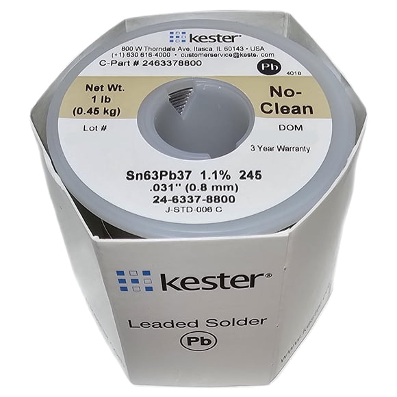 Soldadura Kester 0,8 mm .031" 1 lb Sin limpieza Sn63Pb37