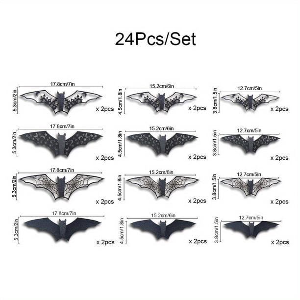 12pcs, 3D Hollow Paper Bat Stickers - Perfect for Halloween Decor, Party Wall, Home, Room, and Halloween Supplies