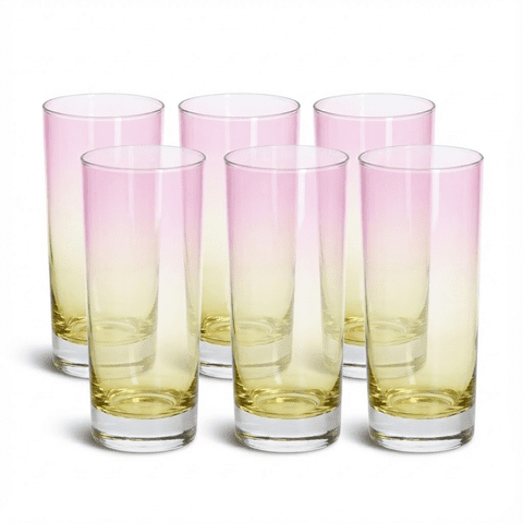 Danny Home - Pack 6 Vasos Vidrio Diseño Tornasol 460Ml 16Oz