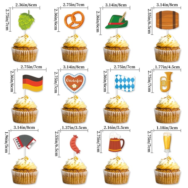 Set, Beer Festival Party Decoration, Bar Decoration Banner Pull Flag Beer Mug Pull Flower Cake Topper Card