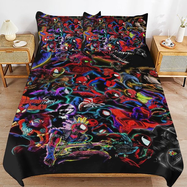 Spider-Man Bedding Sets Ultra Soft Skin-Friendly Duvet Cover 3 Piece, Cute Comforter Cover Bed Set for Boys Girls Kids