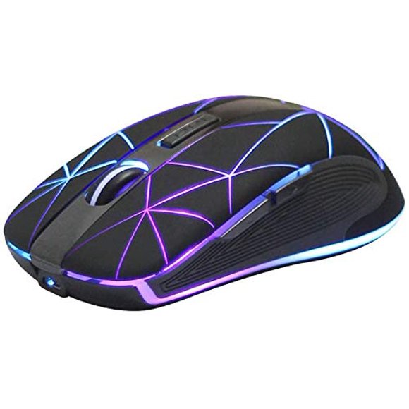 Ratón inalámbrico Rii RM200 2.4G RGB recargable para PC negro