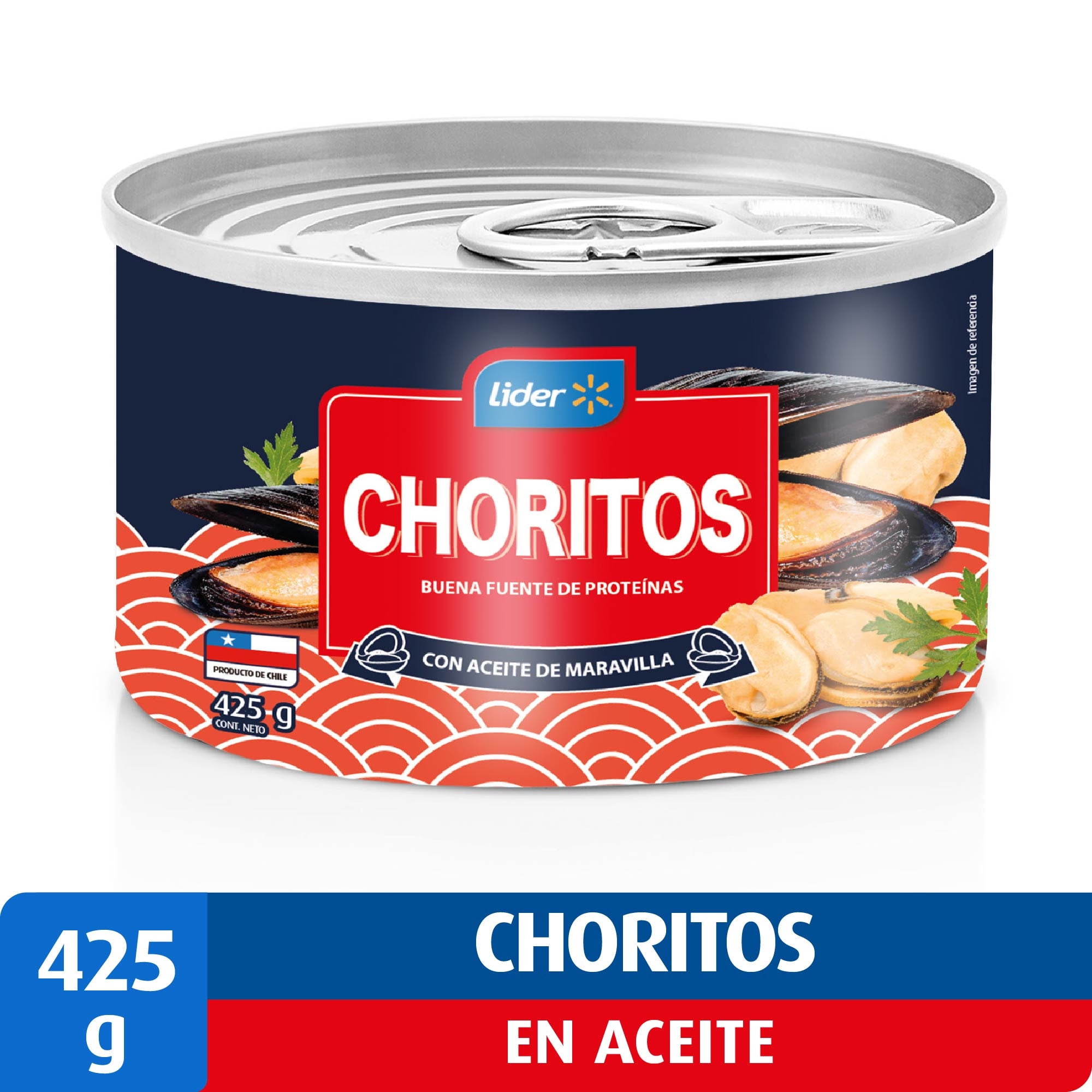 Choritos Aceite Lata Drenado 213 g -&nbsp; Neto 425 g Lider