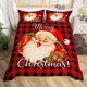 thumbnail image 1 of Christm-as Trees D-u-t Co-ve-r Queen Size Sa-nta Claus- and Snowman Comfort-er Cover with 2 Pillow-case for Te-ens Adults Kids S-tarry Sky Be-dding Set Snow Sc-ene Brea-thable 3 Pieces D-ecorative, 1 of 5