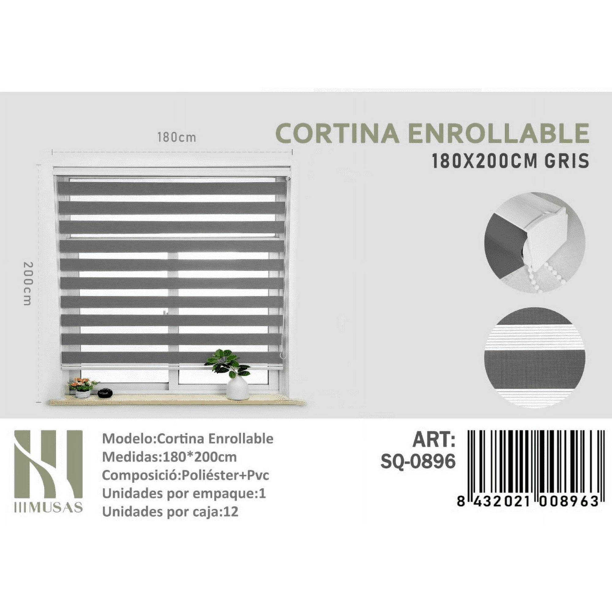 Mundo Shopping - Cortina Enrrollable Dou Color Gris 180x200cm Iii Musas