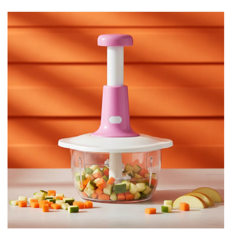 Genérico - Picador De Verduras Manual Cortador Multifuncional 2 Litros Rosa