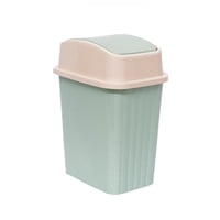 Basurero Plastico Verde Papelera 12 Litros Tapa Vaiven Wakeshome