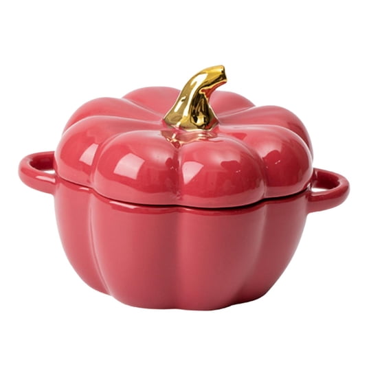 Gazechimp - Taza Kawaii Taza De Calabaza Juego De Cuencos De Cereales Con Tapa Para Ensalada De Yogurt Y Pasta Rojo