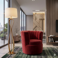 Muebles New - Sitial Flor Giratorio Rojo Felpa