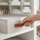 thumbnail image 4 of Caja de Almacenamiento Compartimentada, Cesta de Almacenamiento de Tela para Armario, Cesta de Almacenamiento Plegable para Organizar Ropa Café Claro-6 rejillas, 4 of 6