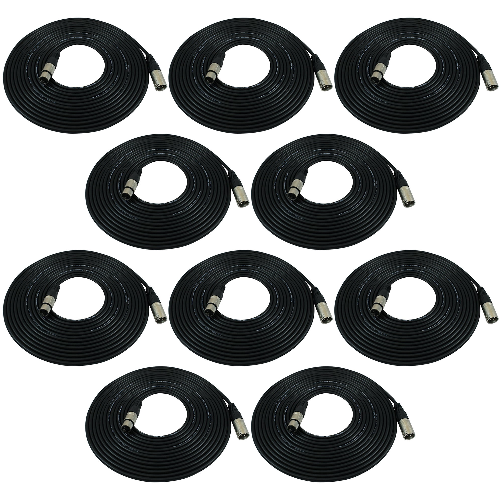 Gls Audio - Cables De Conexión De Cable De Micrófono Xlr Macho A Xlr Hembra De 25 Pies, Paquete De 10
