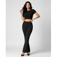 Flix Spa - Pantalón Palazzo Mujer Elasticado Brilloso Tendencia Biribum