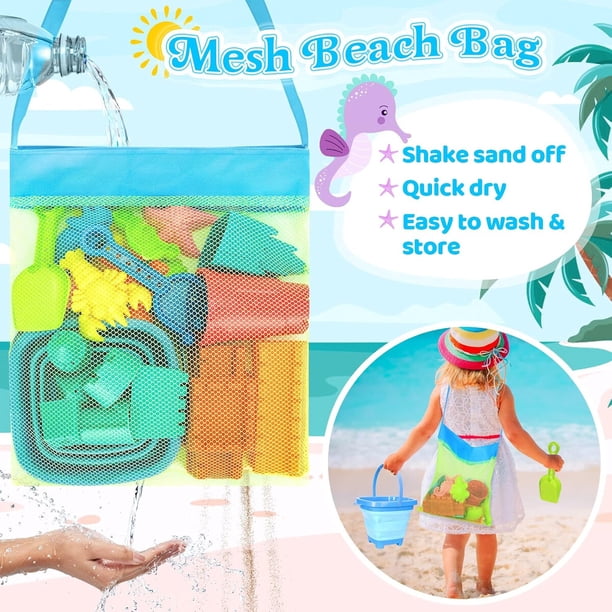 Set De Playa De 17 Piezas Con Cubo Plegable Y Molde De Animales – Juguete Para Niños, Incluye Bolsa De Malla