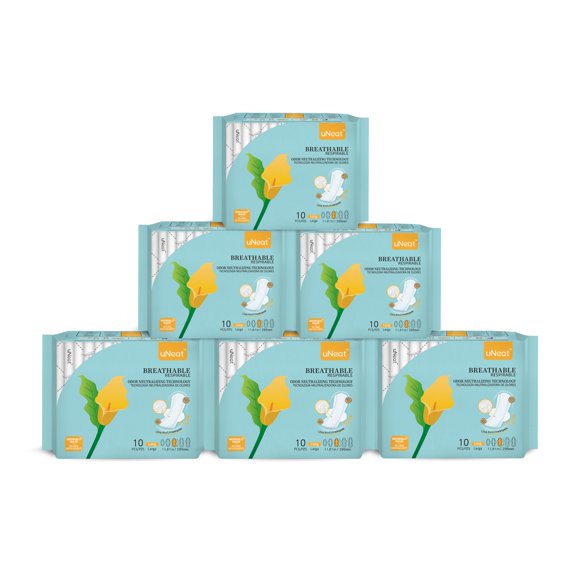 Almohadillas Sanitarias Maxi uNeat Largas – Paquete de 60 – Alta absorción