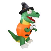 Magideal - Dinosaurio De Calabaza Inflable De Halloween De 5,9 Pies Con Luces Inflables Iluminadas Para Jardín, Césped, Suministros De Decoración De Halloween