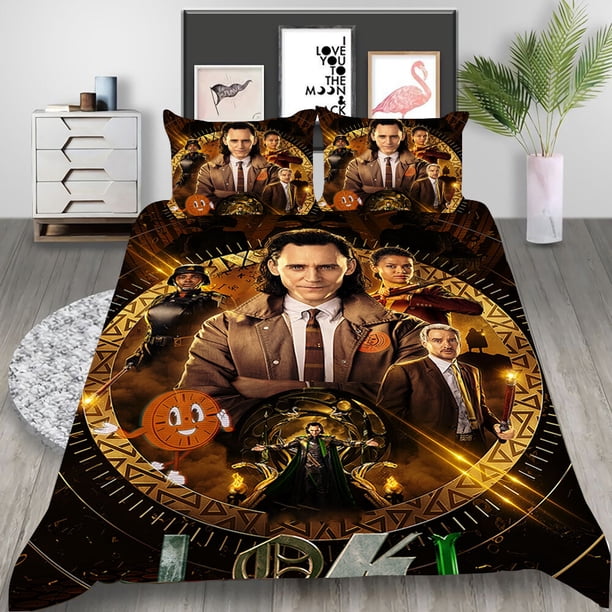 Avengers Loki Duvet Cover Bedding Set Pillowcase Quilt Size 3-Piece Bedding Set (1 Duvet Cover + 2 Pillow Shams)