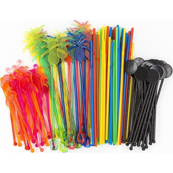 Set Ultimate Bar Caddy de 120 piezas con Popotes Flexibles y Palitos Mezcladores