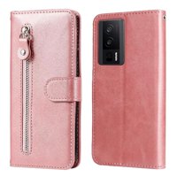 Gangxun - Funda Con Cremallera Para Xiaomi Poco F5 Pro, Carcasa Cartera De Cuero Pu Con Soporte Y Tarjetero
