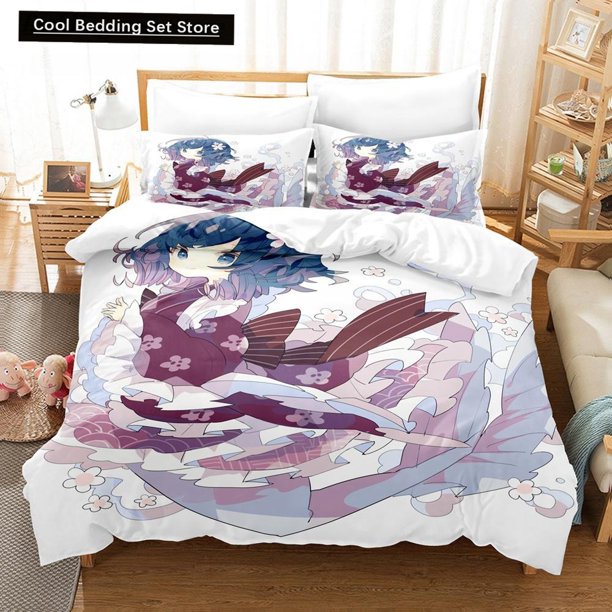 Anime Wakasagihime (Touhou) Bedding Set Twin Full Size Bed Set Aldult Kid Bedroom Duvet cover Sets Bed Sheets