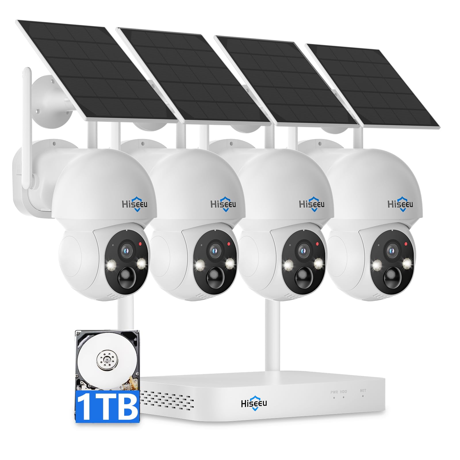 Cámara De Seguridad Hiseeu Solar Wireless 4mp 4 Cam-kit 1tb Hdd