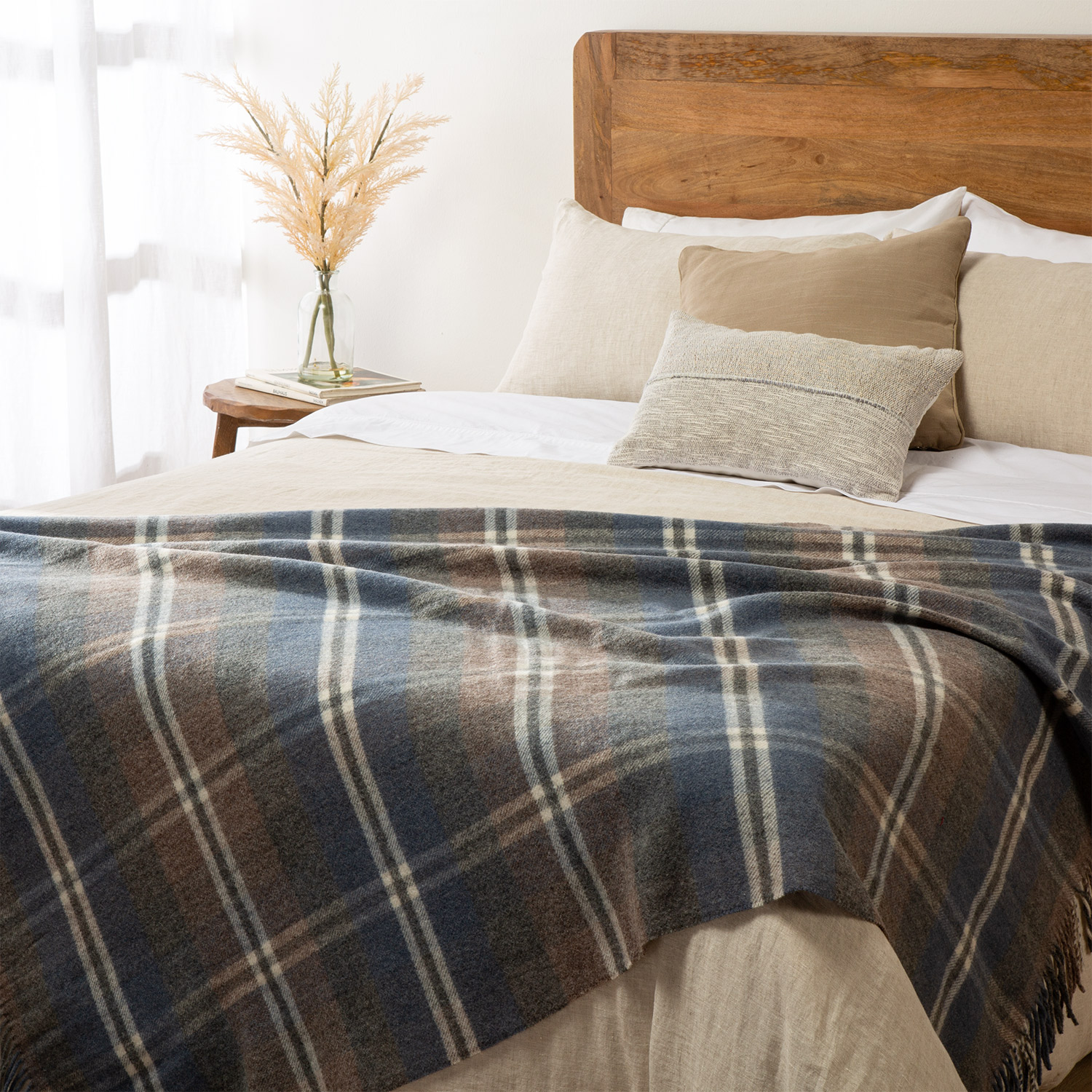 Zahr - Chalon De Lana Escoces 125 X 170 Azul Cafe