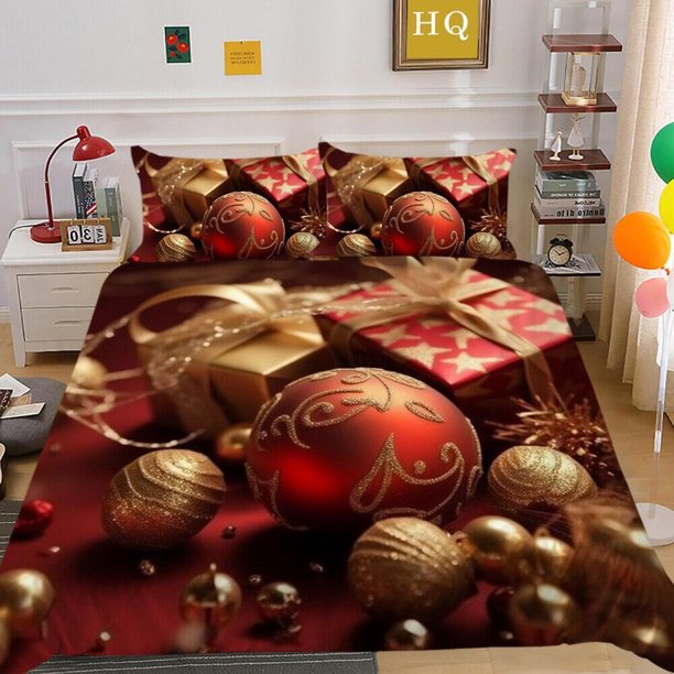 Christmas Gifts Santa Claus Quilt Duvet Cover Set Kids3-Piece Bedding Set