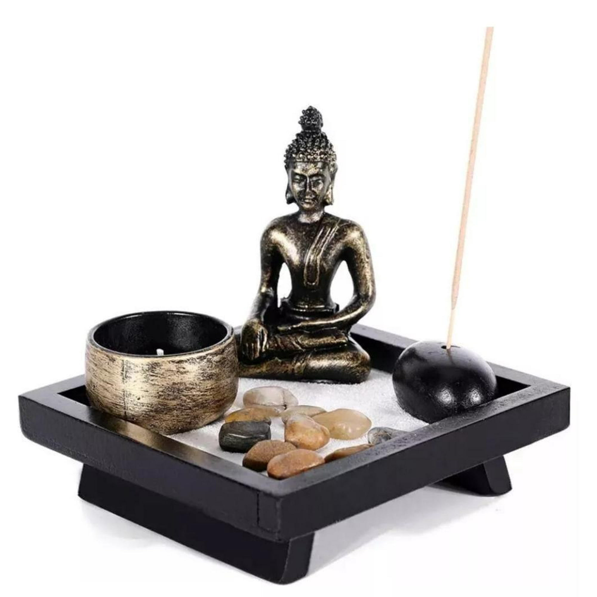 Genmérico - Porta Incienso Y Vela Jardin Zen Buda Meditando