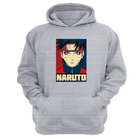 Genérico - Polerón Canguro Naruto Gris Claro Talla L Unisex