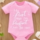 thumbnail image 1 of Baby Girl's Cute "My Aunt Says I'm Perfect Just Like Her" Graphic Short Sleeve Onesie, Newborn's Summer Clothes, 1 of 5
