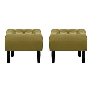 Bodevir - Set Pouf Wood 1C Felpa 00 Verde Musgo