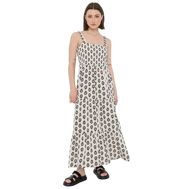 Vestido Mujer Lino Torta Print Etnico Corona