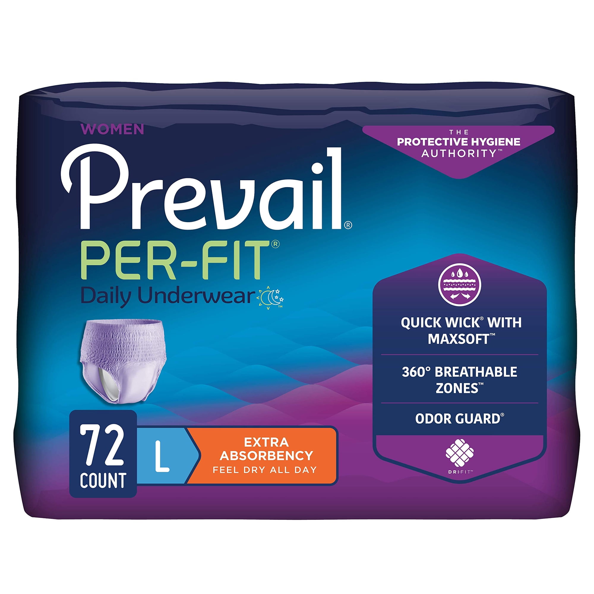 Prevail - Ropa Interior Protectora Prevalece Per-fit Para Mujer, Talla Grande, 72 Unidades