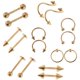 thumbnail image 3 of 16pcs 16g curvado barbell spike nariz ombligo ceja lengua anillo de oro, 3 of 5