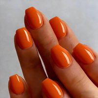 Press On Nails Joyvvew, Cuadrado Corto, Naranja Neón, 30 Unidades