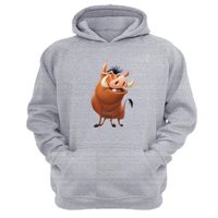 Genérico - Polerón Canguro Jabalí El Rey De La Selva Gris Claro Talla S Unisex