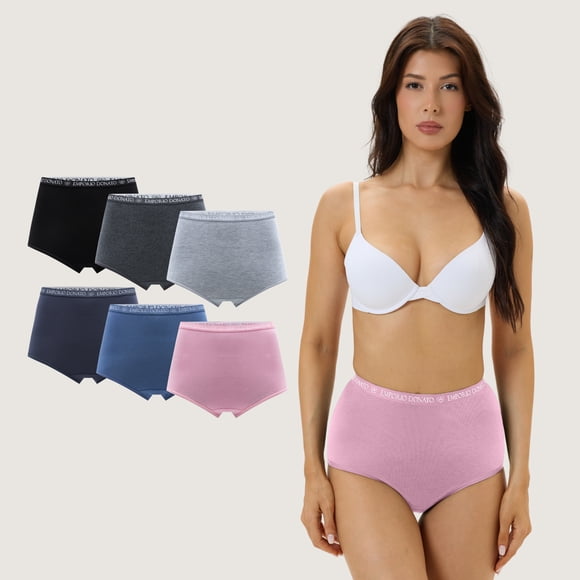 Pack de 6 Calzones Tiro Alto Algodón Mujer