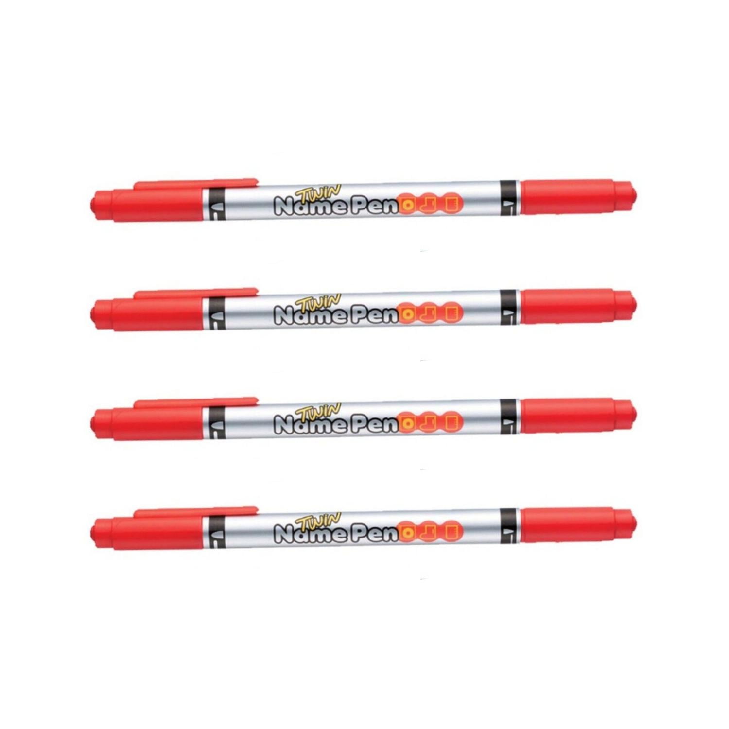 Monami - Marcador Permanente Doble Punta Fina Y Media 4 Unid Rojo