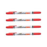 Monami - Marcador Permanente Doble Punta Fina Y Media 4 Unid Rojo