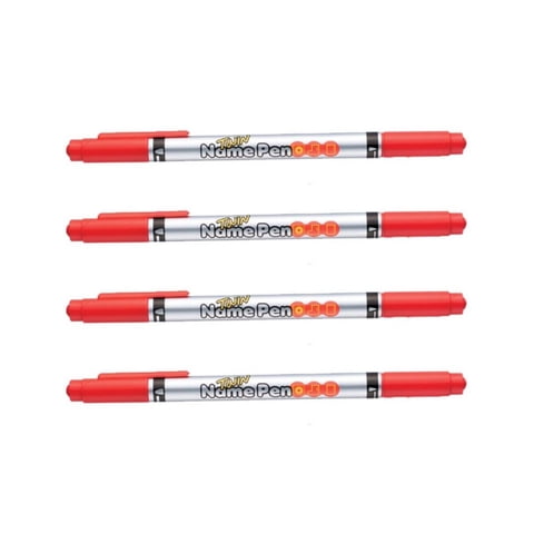 Monami - Marcador Permanente Doble Punta Fina Y Media 4 Unid Rojo