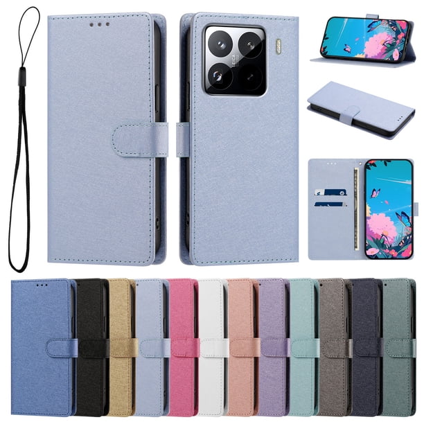 Funda Cartera de PU para Xiaomi 15 Pro con Tarjetas, Azul Cielo